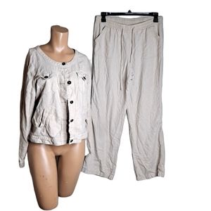 Cato linen  suit jacket and pants  cream size L